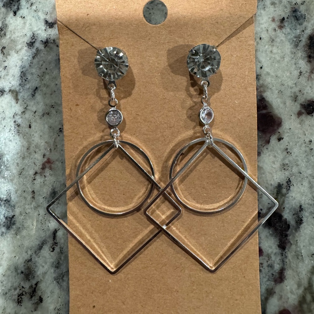 HANDCRAFTED SILVER CUBIC ZIRCONIA DROP EARRINGS